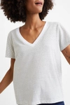 Marine Layer Striped V-neck Boyfriend T-shirt In Natural/black Stripe