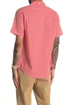 Onia Jack Linen Blend Geo Print Slim Fit Shirt In Flame