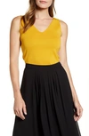 Anne Klein Double V-neck Knit Tank In Cezanne Yellow