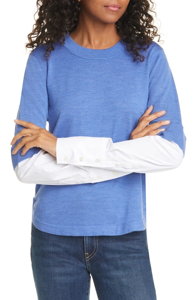 Veronica Beard Roscoe Mixed Media Sweater In Blue