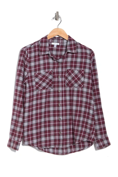 Abound Oversized Plaid Print Shirt In Burgundy Plaid