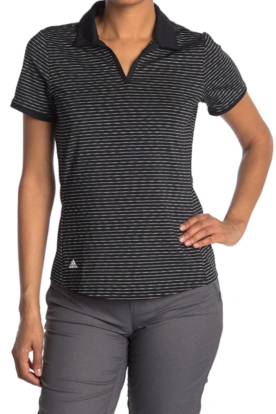 Adidas Golf Ultimate 365 Space Dye Stripe Polo Shirt In Black