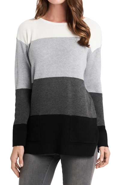 Vince Camuto Colorblock Pocket Sweater In Rich Black