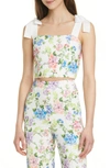 ALICE AND OLIVIA ALICE + OLIVIA NIKA FLORAL FITTED CROP TOP,192772186980