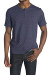 John Varvatos Henley Short Sleeve T-shirt In Purple Rain