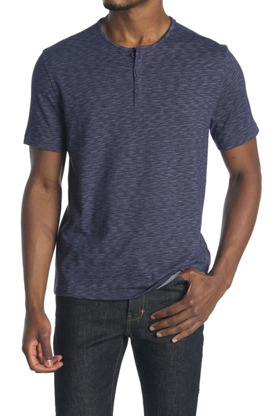 John Varvatos Henley Short Sleeve T-shirt In Purple Rain