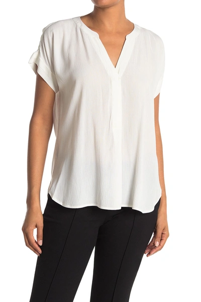 Vince Camuto Gauze Split Neck Top In New Ivory