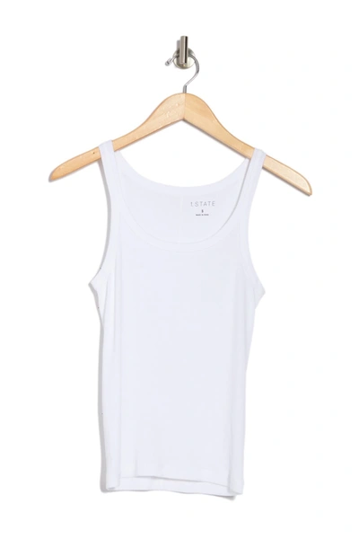1.state Ribbed Knit Scoop Neck Tank Top In Ultra White
