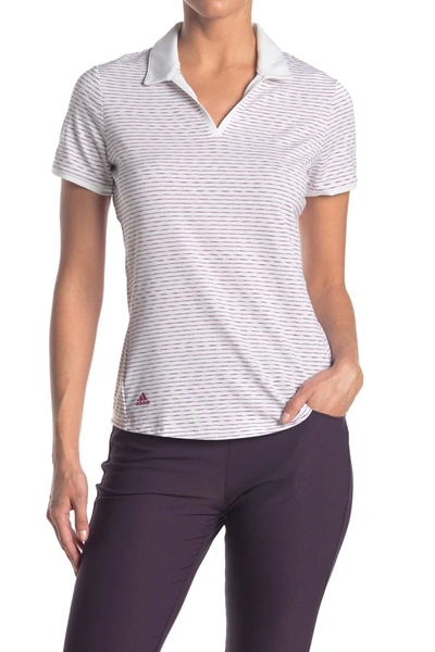 Adidas Golf Ultimate 365 Space Dye Stripe Polo Shirt In White/powb