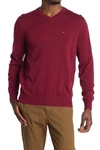 Tommy Hilfiger Taft Solid V-neck Sweater In Biking Red