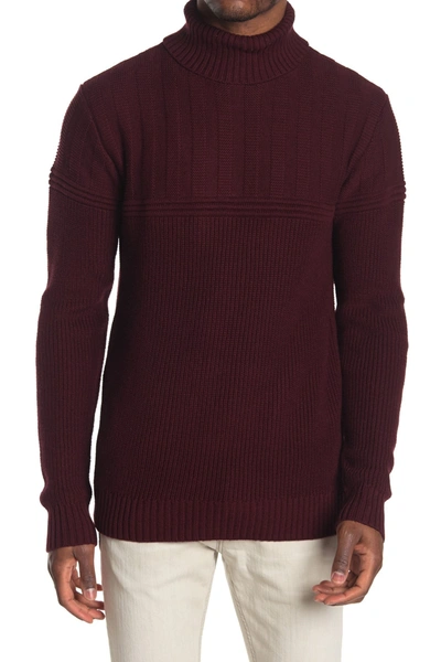 X-ray Ribbed Turtleneck Sweater In Burgundy