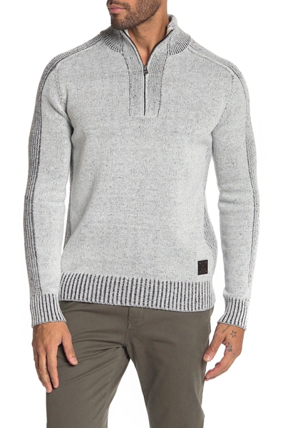 X-ray Quarter Zip Marble Knit Sweater In Grey Marble