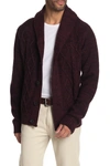 X-ray Cable Knit Button-down Sweater In Burgundy