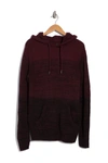 X-ray Two Tone Knitted Pullover Hoodie In Burgundy