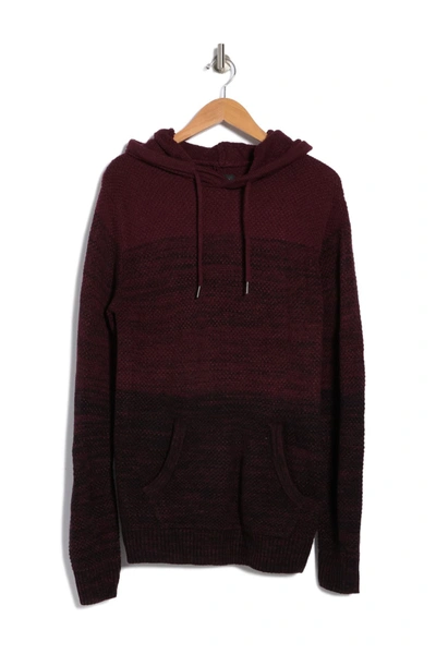 X-ray Two Tone Knitted Pullover Hoodie In Burgundy