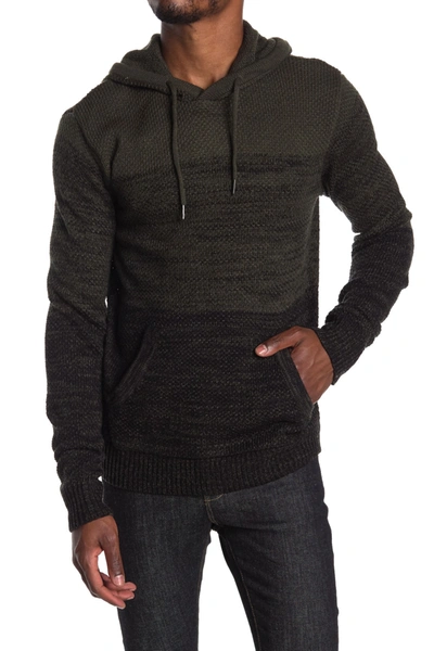 X-ray Two Tone Knitted Pullover Hoodie In Olive