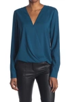 Parker Long Sleeve Wrap Blouse In Everglade