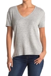 Caslon Brushed Knit V-neck T-shirt In Grey Cloudy Heather