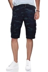 X-ray Belted Snap Detail Cargo Pants In Navy Camo