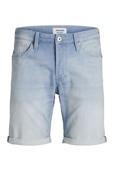 Jack & Jones Men's Indigo Knit Denim Shorts In Blue Denim