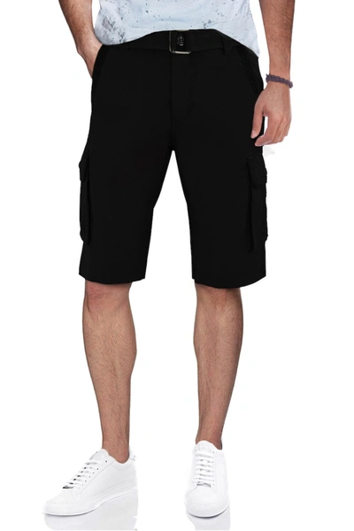 X-ray Belted Twill Trim Cargo Shorts In Black