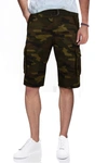 X-ray Belted Twill Trim Cargo Shorts In Brown Camo