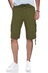 X-ray Belted Twill Piping Camo Shorts In Olive