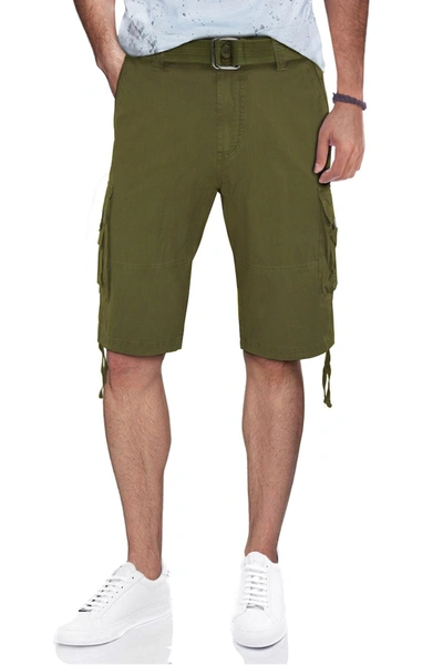 X-ray Belted Twill Piping Camo Shorts In Olive