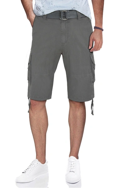 X-ray Belted Twill Piping Camo Shorts In Grey