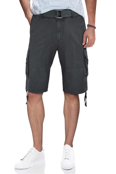 X-ray Belted Twill Piping Camo Shorts In Charcoal