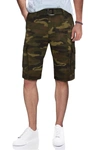 X-ray Belted Snap Button Cargo Shorts In Brown Camo