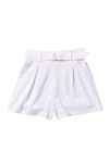 Abound Belted High Waist Pleated Shorts In White