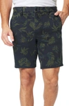 Joe's Jeans Brixton Cotton Blend Sueded Sateen Palm Print Slim Fit Shorts In Palm Print
