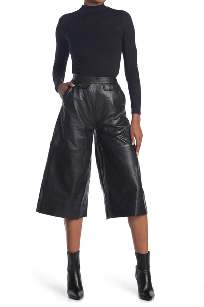 Current Elliott The Colette Leather Culottes In Black