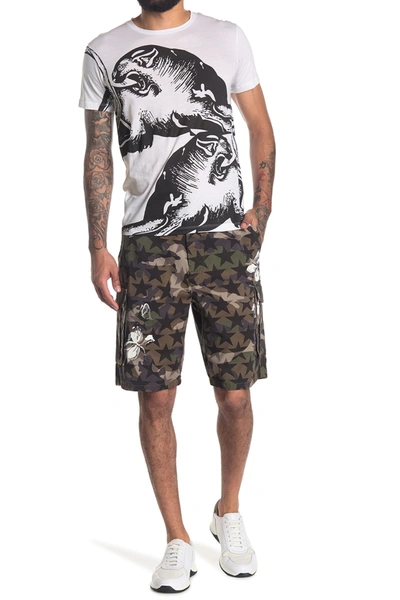 Valentino Printed Cargo Shorts In Camustars Army