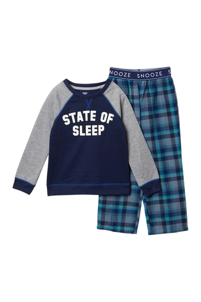 Dream Life Kids' State Of Sleep 2-piece Pajama Set In Navy/grey