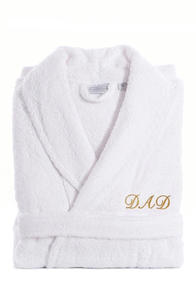 Linum Home Textiles Embroidered 'dad' White Terry Bathrobe