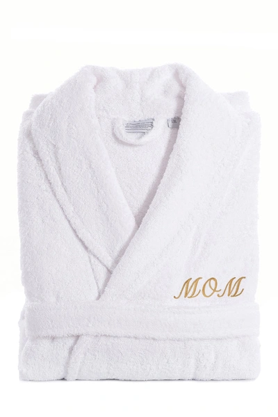 Linum Home Textiles Embroidered 'mom' White Terry Bathrobe