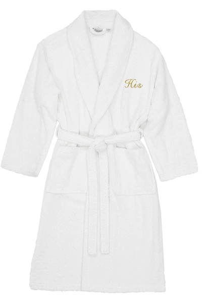 Linum Home Textiles Embroidered 'his' Terry Bathrobe In White