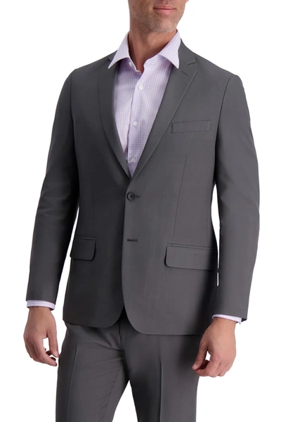 Louis Raphael Slim Fit Stretch Striated Solid Two Button Jacket In Dk Grey