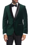 Savile Row Co Emerald Shawl Collar One Button Velvet Suit Separate Sport Coat In Emerald