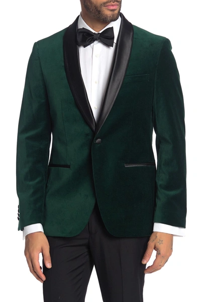 Savile Row Co Emerald Shawl Collar One Button Velvet Suit Separate Sport Coat