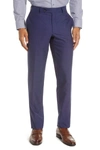 Ted Baker Jefferson Flat Front Solid Wool Dress Pants In Blue