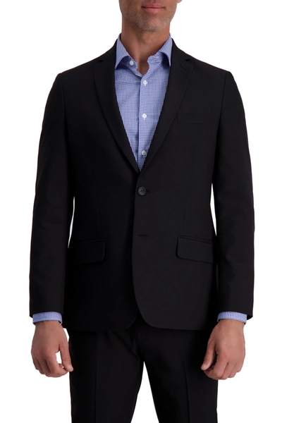 Louis Raphael Slim Fit Stretch Striated Solid Two Button Jacket In Black