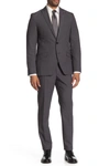 Savile Row Co Brixton Grey Solid Two Button Notch Lapel Extra Trim Suit In Grey