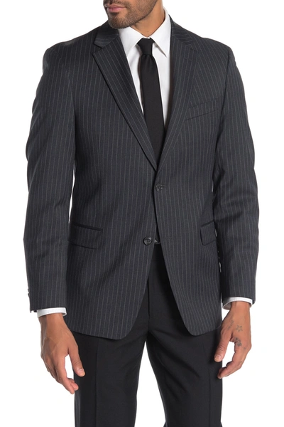 Tommy Hilfiger Slim Fit Wool Blend Pinstripe Suit Separate Jacket In Grey/white