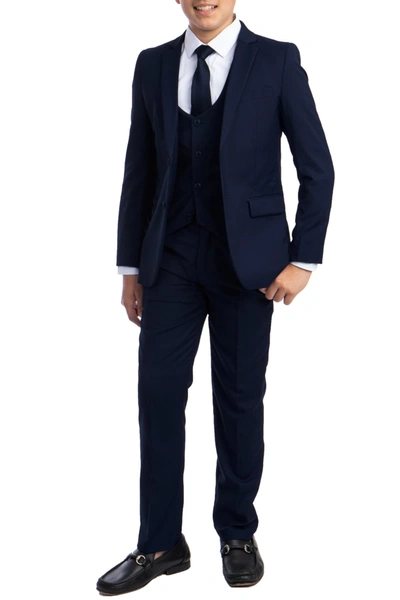 Perry Ellis Portfolio Kids' Solid 5-piece Suit In Navy