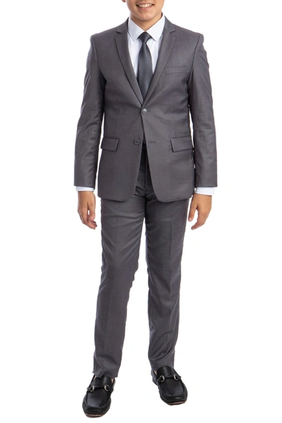 Perry Ellis Portfolio Kids' Solid 5-piece Suit In Meduim Grey