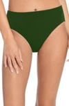 Robin Piccone Ava High Waist Bikini Bottoms In Palm Green