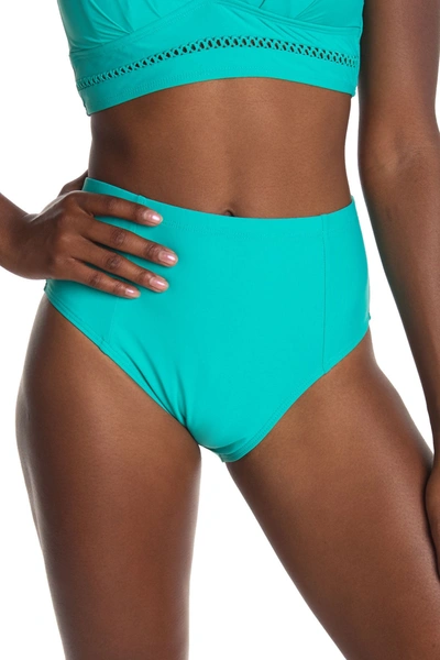 Athena Solid High Waist Swim Pants In Teal